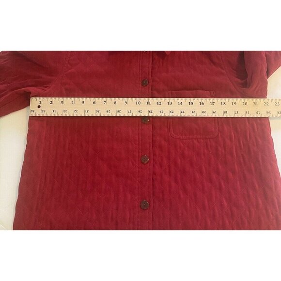 Talbots Red Quilted Lined Shirt Jacket Shacket Womens Sz M Barn Chore Colorful V - Picture 8 of 15